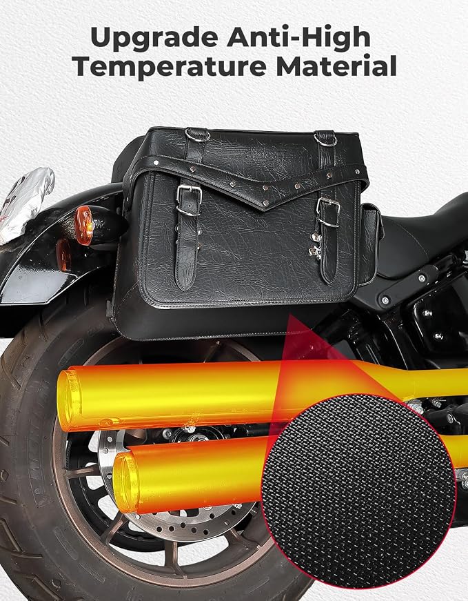 KEMIMOTO Motorcycle Saddlebags Heavy Duty 30L PU Leather Luggage Throw Over - Image 2