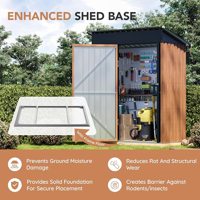 5x3 Ft Storage Shed, Outdoor Metal Shed - Image 3