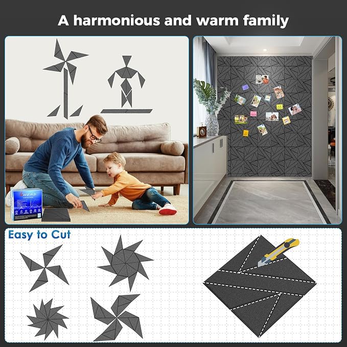 8 Pack Self-Adhesive Soundproof Wall Panels, 1.2lb/ft³ High Density, Thicker - Image 4