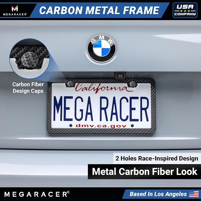 Premium Slim Carbon Fiber Design License Plate Frames – 2 Pack, Rust-Free - Image 2