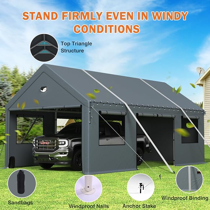 Carports 20X20 Heavy Duty，2 Car Carport - Image 4