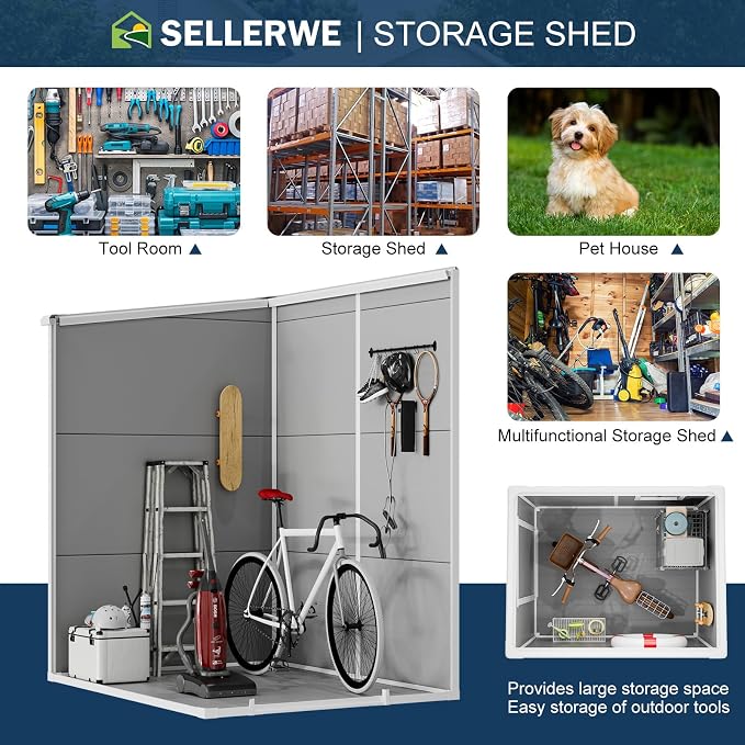 5x4 FT Small Resin Shed, Waterproof Outdoor Shed - Image 5