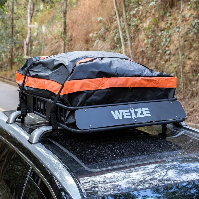 WEIZE 54" x 34" Heavy Duty Roof Rack, Rooftop Cargo Carrier Basket - Image 7