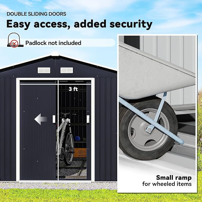 Outsunny 11' x 9' Outdoor Storage Shed, Garden Tool Metal Shed - Image 4