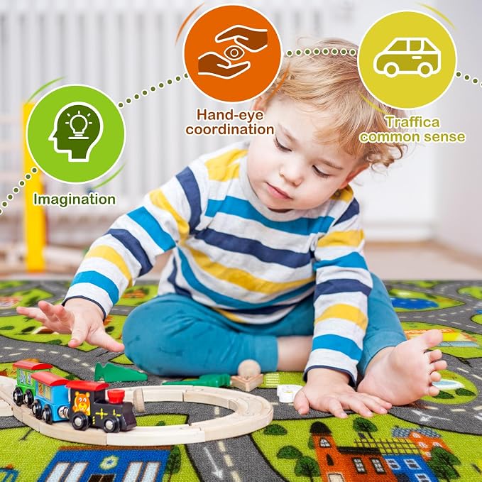 STARUIA Washable Kids Play Rug for Playroom, Boys Car Rug for Kids Toy Cars - Image 5