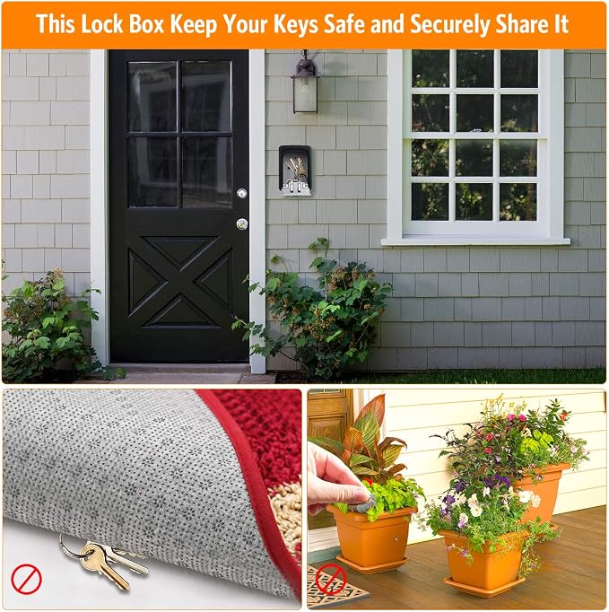 Fayleeko Key Lock Box Wall Mounted, 4 Digit Combination Lockbox - Image 3