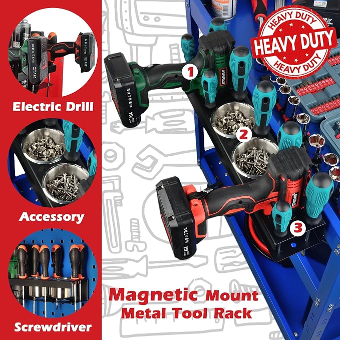 ULIBERMAGNET Power Tool Organizer Rack, Magnetic Heavy Duty Spray Bottle Holder - Image 6