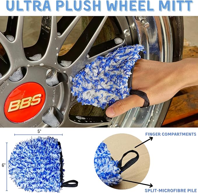 7PCS Car Wheel Rims Detail Cleaning PRO Wash Kit, Wheel Wash Mitt, Tire Brush - Image 4