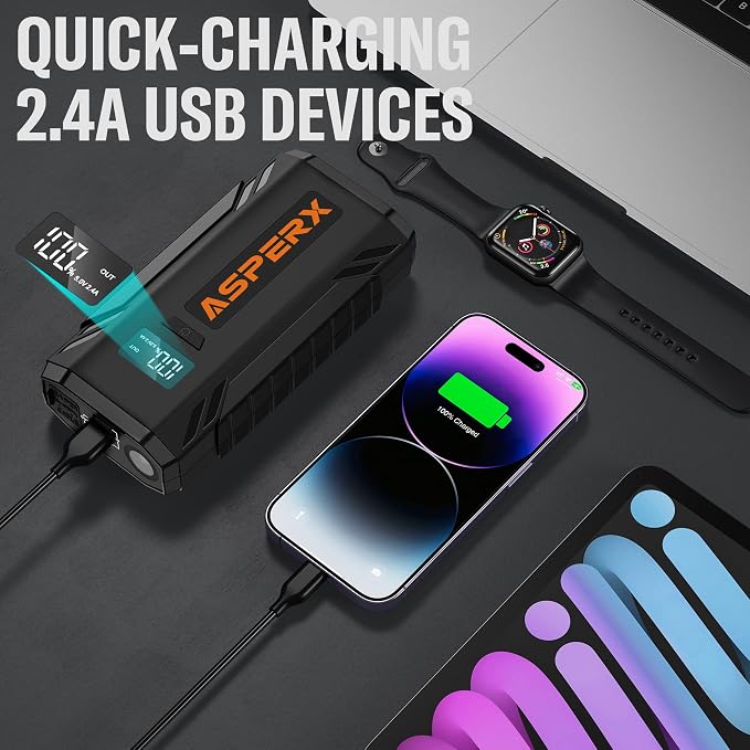 ASPERX Car Jump Starter, 2000A Peak Battery Jump Starter - Image 4