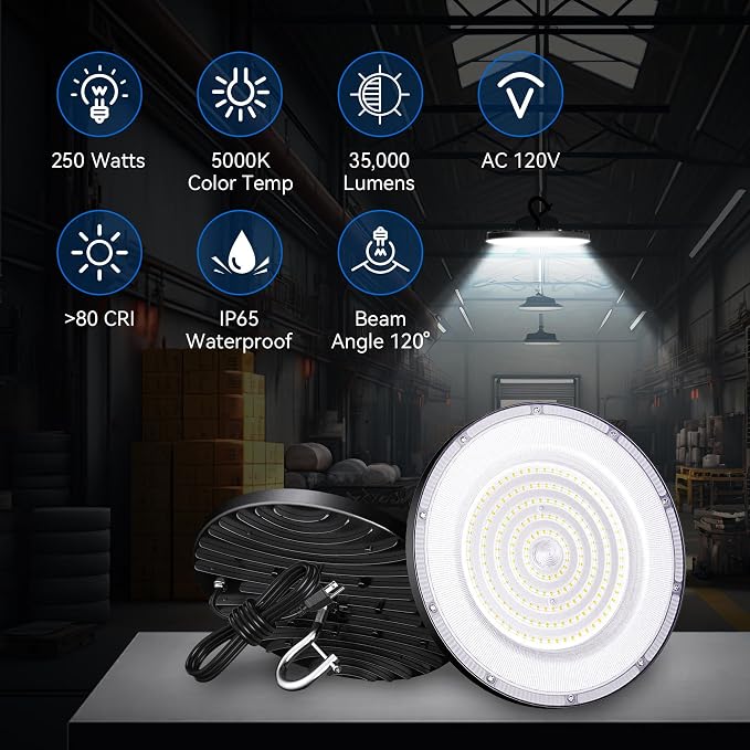 4 Pack UFO Led High Bay Light 250W, 5000K Daylight ETL Listed High Bay Led - Image 2