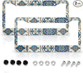 Boho Mexican Tile License Plate Frames by LMUCYISYIS