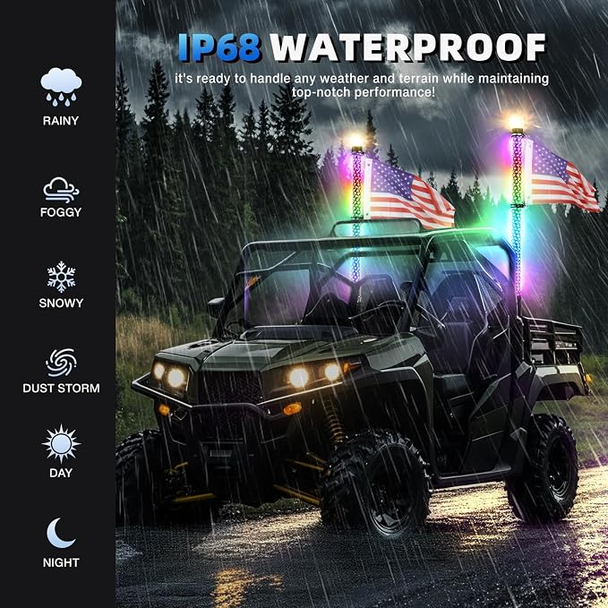 2Pack 2FT Fat Whip Lights, LED Whip Lights - Image 4