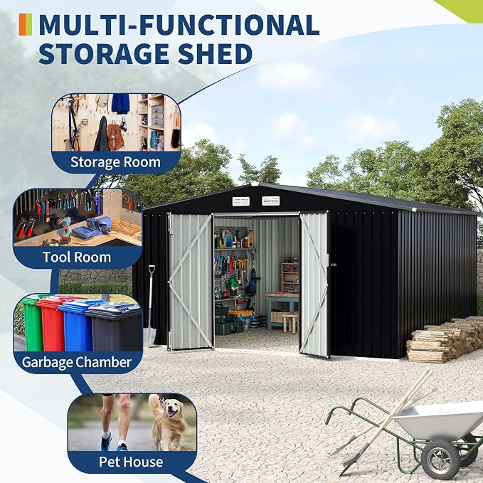 8x10 FT Metal Storage Sheds Outdoor, MetalTool Shed - Image 3