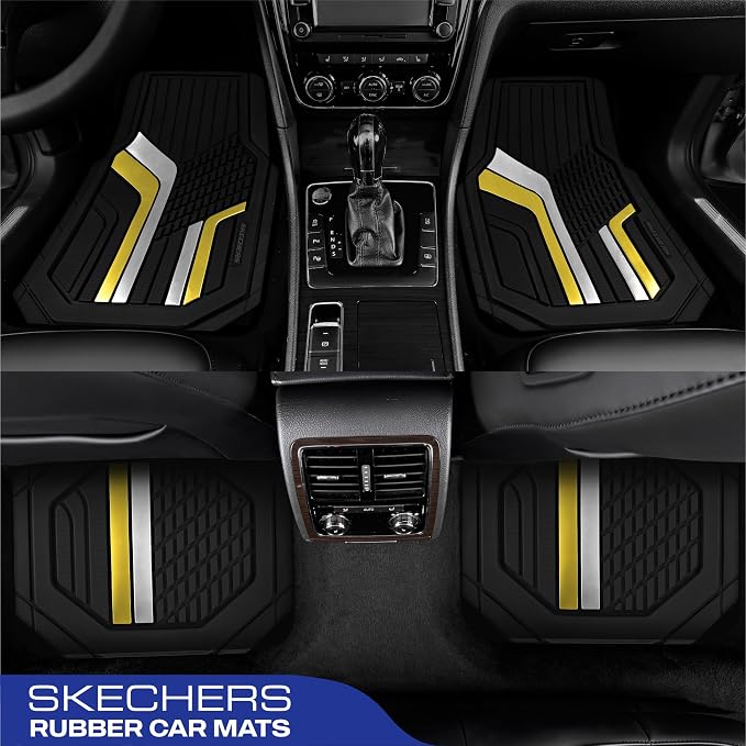 Skechers Heavy Duty Rubber Car Floor Mats, Dual Color Design Floor Mats - Image 3