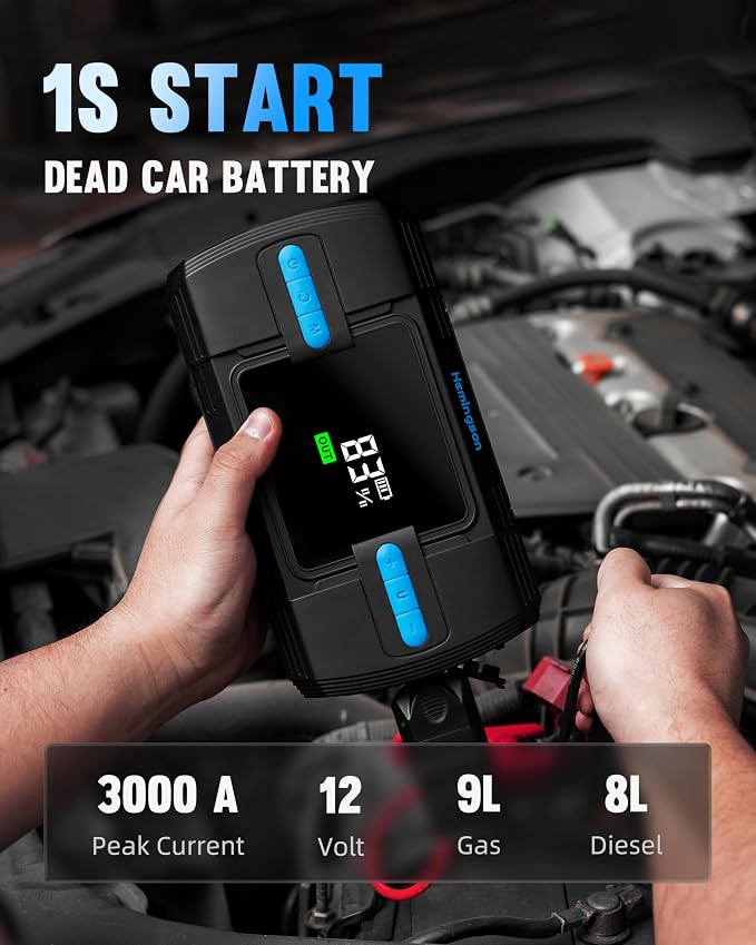 Jump Starter with Air Compressor, 3000A 160PSI Car Battery Jump Starter - Image 2