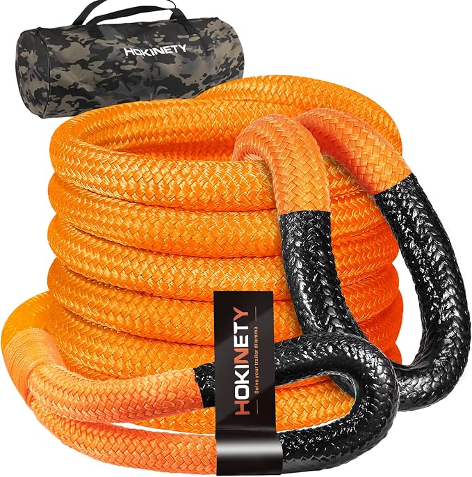 Kinetic Recovery Tow Rope: 1.26" x 30ft 55000LBS Snatch Strap Heavy Duty by HOKINETY