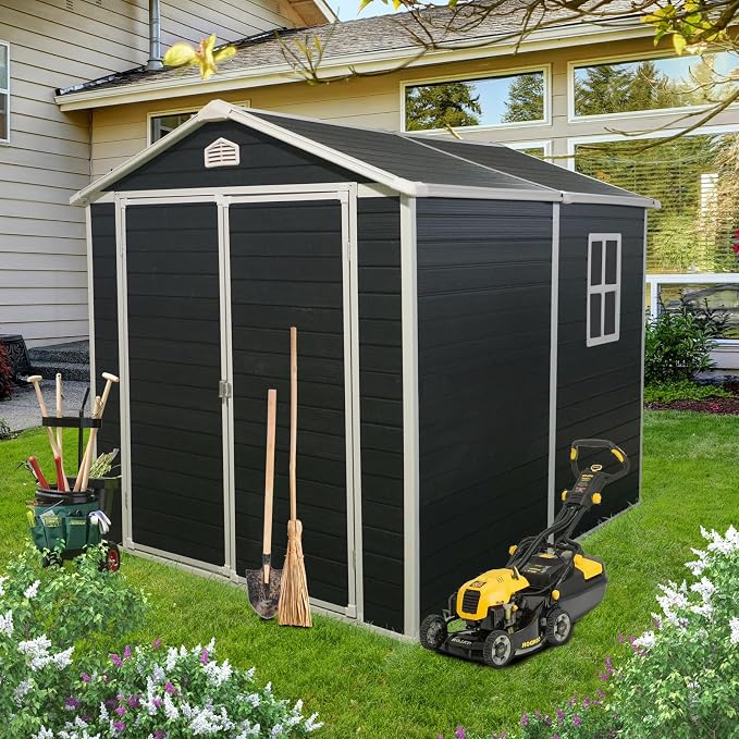 6x8 FT Outdoor Storage Shed, Resin Garden Shed by BNSPLY
