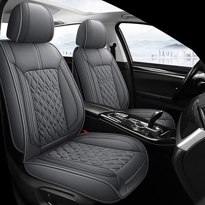 Pariitadin Leather Car Seat Covers Front Pair, Waterproof Breathable Faux by Pariitadin