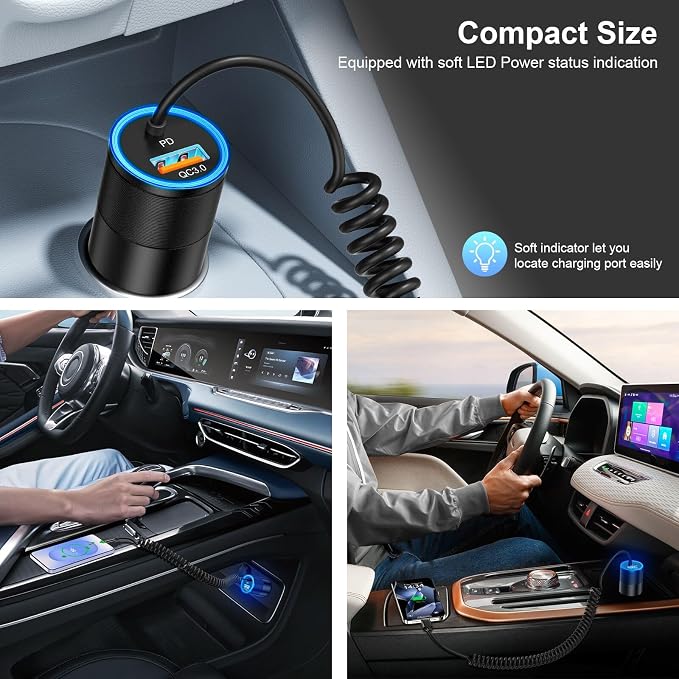 3-Pack USB C Car Charger, 38W Fast Charging Car Phone Charger+3.5FT Type C - Image 6