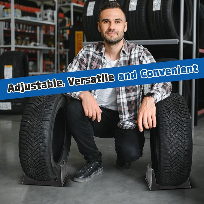 4 Pcs Car Tire Display Stand Wheel Display Rack Adjustable Width Rim Storage - Image 6