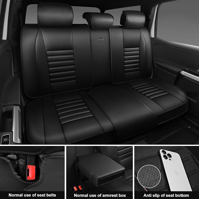 CAR PASS Nappa Leather Car Seat Covers Full Set, Luxury Seat Protector - Image 4