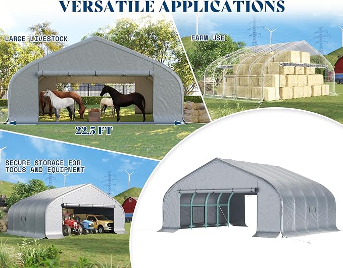 AMERLIFE 22.5 x 20FT Heavy Duty Double Carport, Galvanized Steel Frame Garage - Image 8