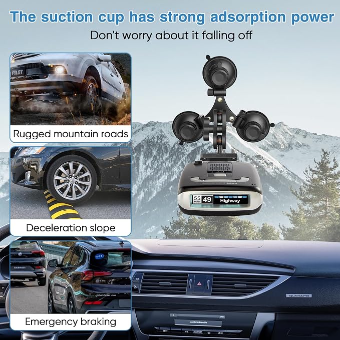 Radar Detector Mount, Triangular Suction Cup Mount, Windshield Radar Detector - Image 6