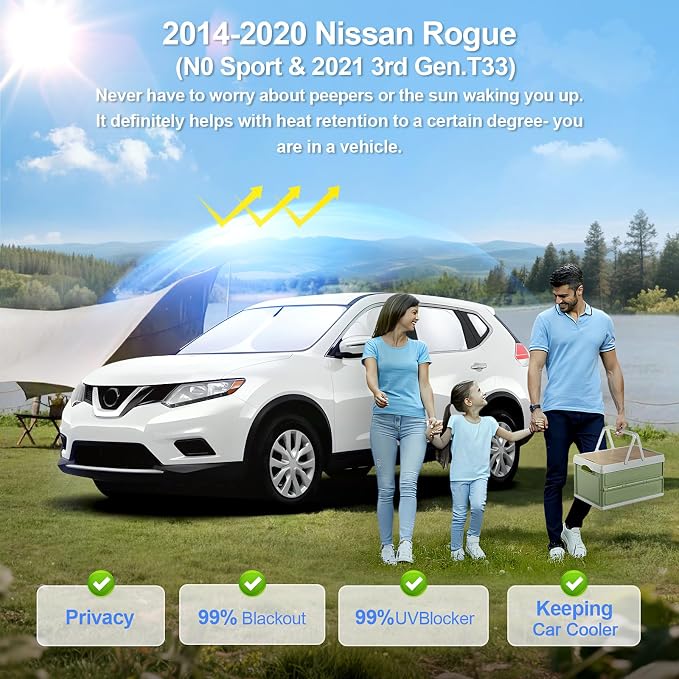 8pcs Car Window Shades for Nissan Rogue 2014-2020 Accessories, Windshield Side - Image 2