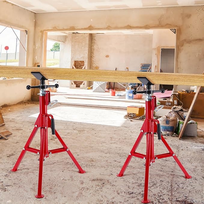 V-Head Pipe Jack Stand, 2500 Lbs Heavy-Duty Steel Pipe Stand - Image 9