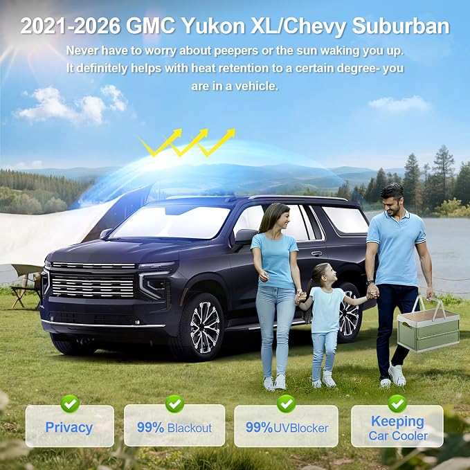 8pcs Car Window Shades for GMC Yukon XL&Chevy Suburban 2021-2026 Accessories - Image 2