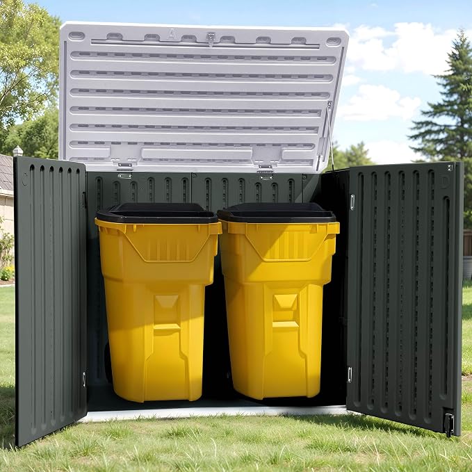 GOOBED 4.5x4ft Outdoor Horizontal Resin Storage Shed, 47 cuft Large Waterproof - Image 3