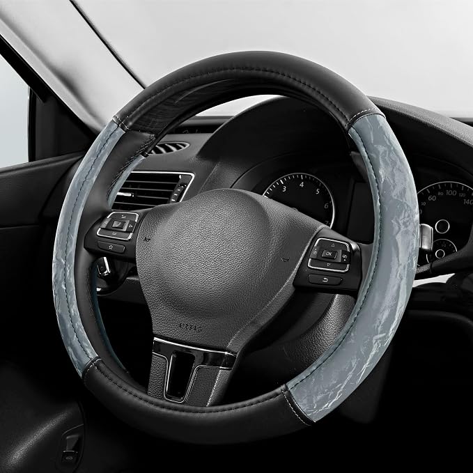 PIC AUTO Steering Wheel Cover, Silk Grain Leather Car Steering Wheel Protector by PICAUTO