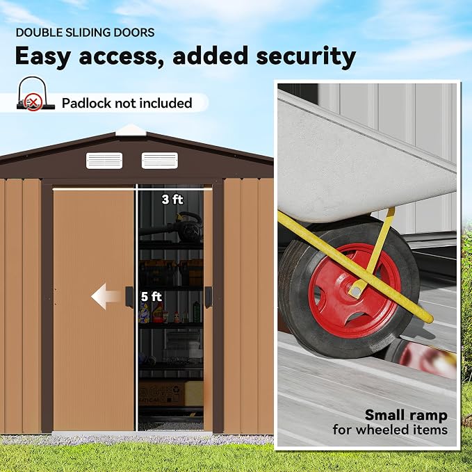 Outsunny 9' x 6' Outdoor Storage Shed, Garden Tool Metal Shed - Image 4