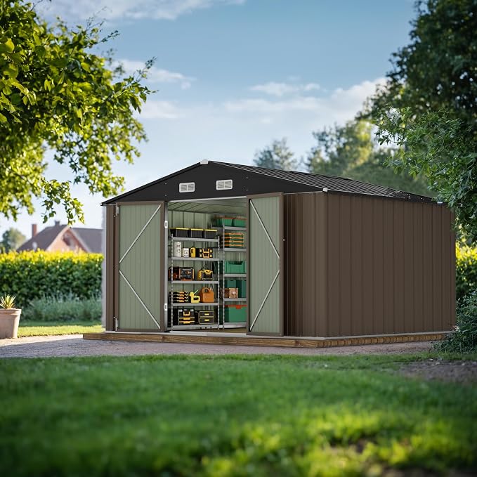JUMMICO 8 x 10 FT Outdoor Storage Shed, Large Metal Garden Shed & Tool Sheds - Image 2