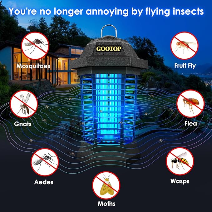 GOOTOP Bug Zapper Outdoor, Mosquito Zapper, 3 Prong Plug in Electric Fly Zapper - Image 2