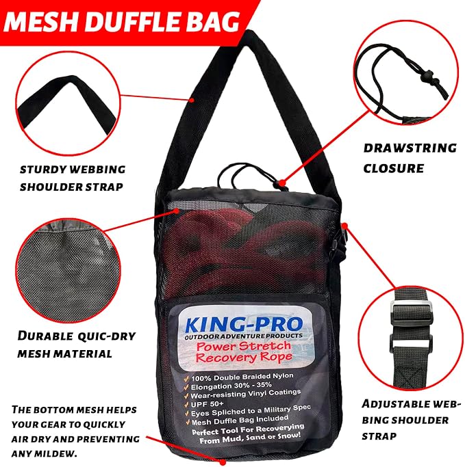 KING-PRO Kinetic Recovery Rope 7/8“x30' Towing Rope 30, 000lbs Breaking - Image 3