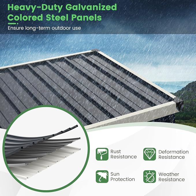 Goplus 3.8 x 2.8 FT Storage Shed Outdoor, All-Weather Steel Utility Storage - Image 4