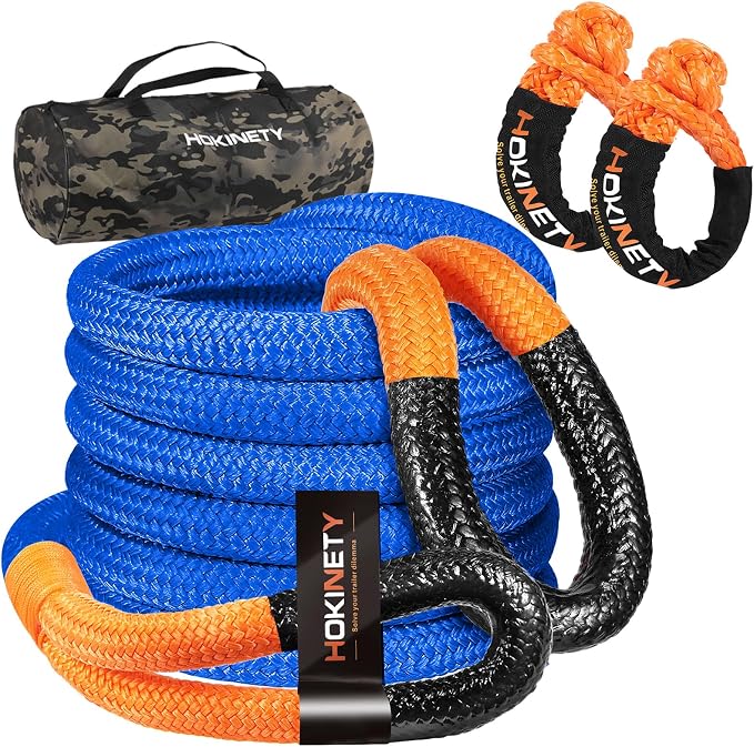 Kinetic Recovery Tow Rope: 1.26" x 30ft 55000LBS Snatch Strap by HOKINETY