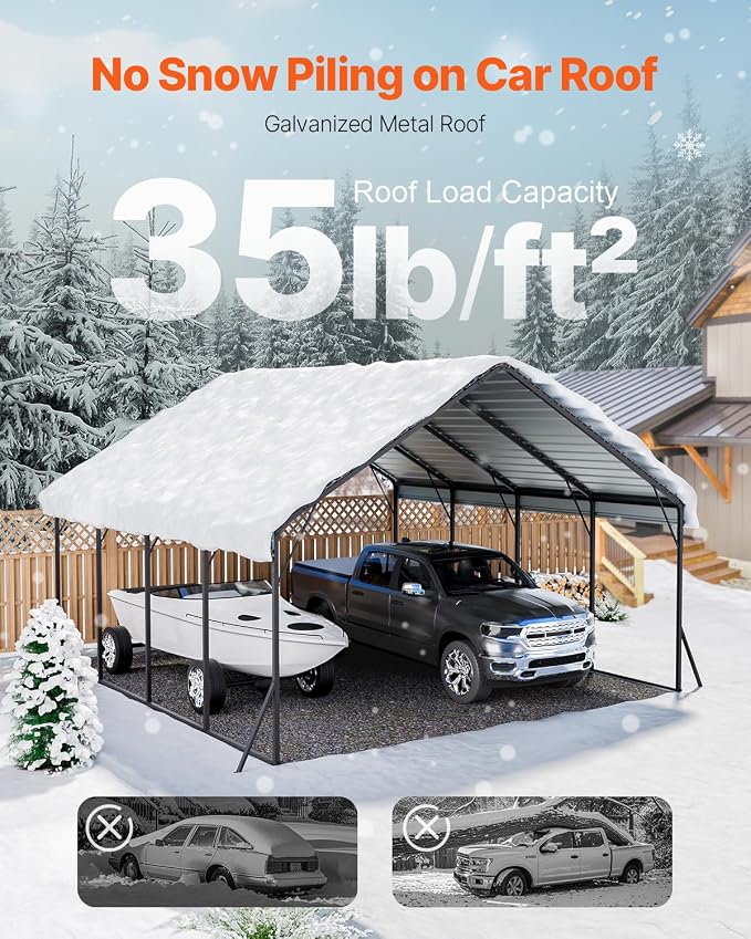 VEVOR Heavy Duty Metal Carport, 20 x 20 ft Outdoor Carport - Image 4