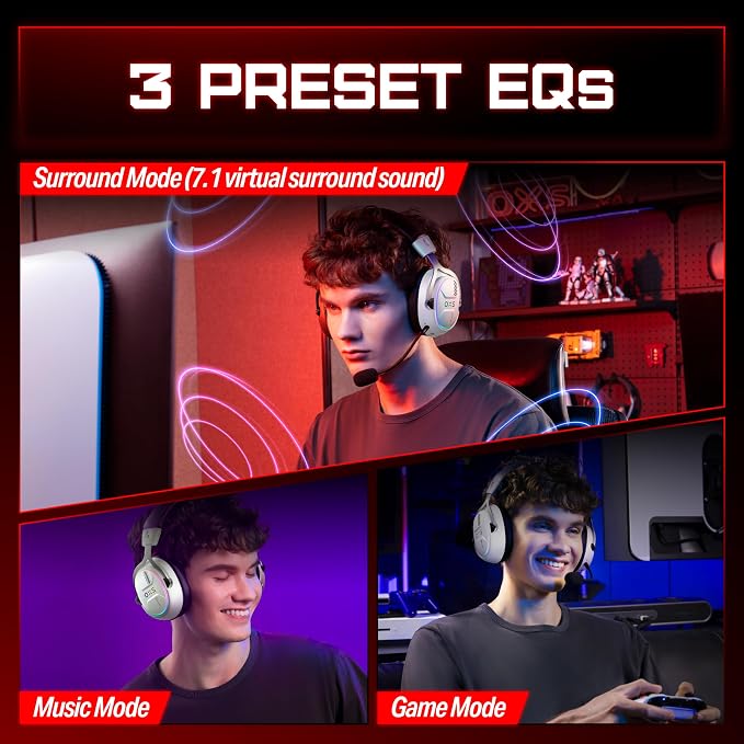 OXS Storm G2 Wireless Gaming Headsets, 7.1 Virtual Surround Sound, 3 EQ Modes - Image 5