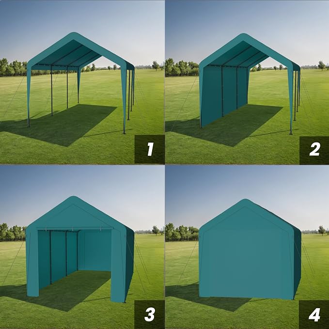 Carport 10x20 Heavy Duty Portable Garage w/Removable Sidewalls & Roll-Up Door - Image 6