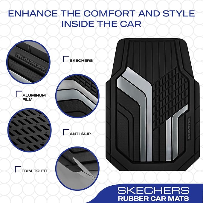 Skechers Heavy Duty Rubber Car Floor Mats, Dual Color Design Floor Mats - Image 4