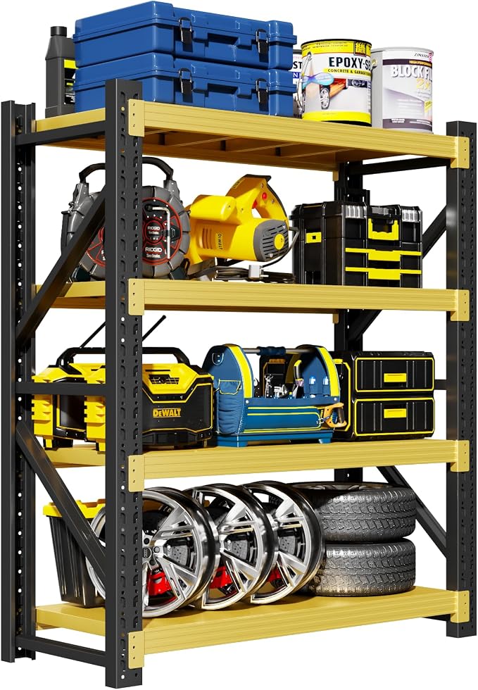 Garage Shelving Unit, 4 Tier Heavy Duty Racks, Easy Assembly, Metal Racks by Pokoke