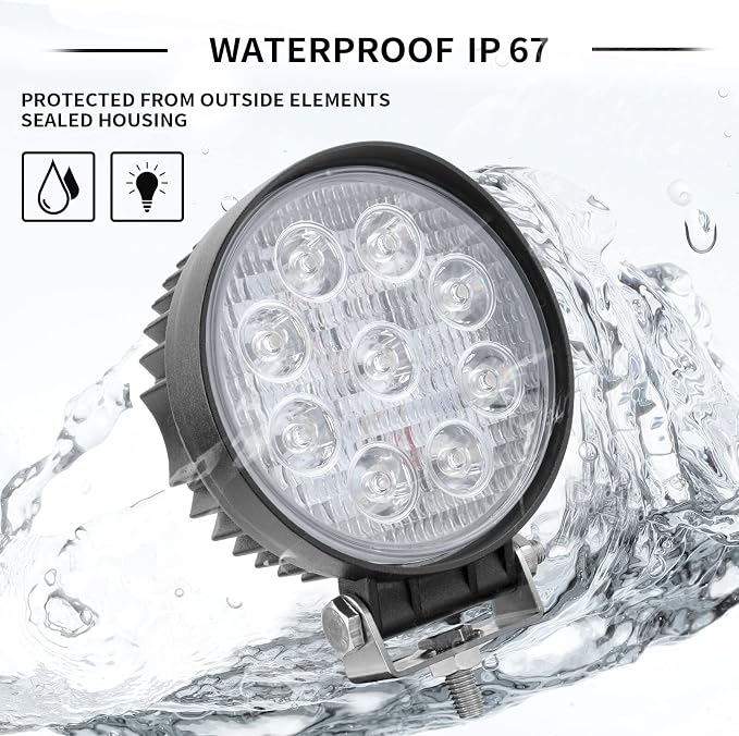 27W Spot Red Round Work LED Light Fog Offroad Off Road Lights Driving Lamp - Image 4