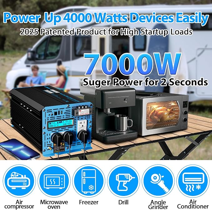 GIANDEL 4000 Watt 24 V Pure Sine Wave Power Inverter 7000Watt Surge, UL458 - Image 2