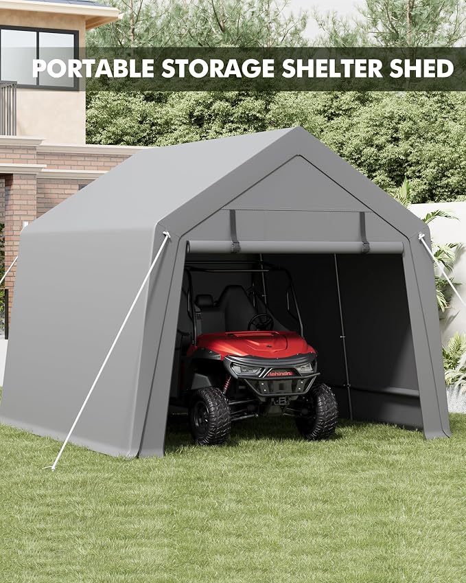 10 x 10 ft Carport Storage Shed, Portable Garage - Image 2