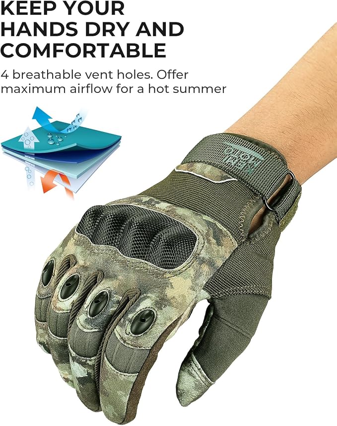 KEMIMOTO Tactical Gloves for Men, Touchscreen Motorcycle Gloves - Image 4