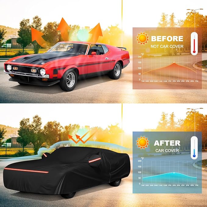 QUNSUNUS Waterproof Car Cover for Ford Mustang 1969-1973, Outdoor Car Covers - Image 6
