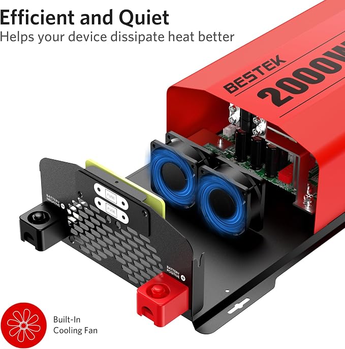 BESTEK 2000 Watt Pure Sine Wave Power Inverter 12V DC to 110V/120V AC Converter - Image 4