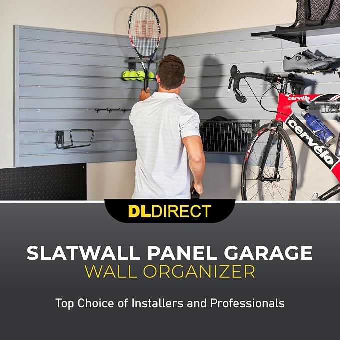 DLDIRECT Slatwall Panel Garage Wall Organizer: Heavy Duty Mounted PVC Rack - Image 2
